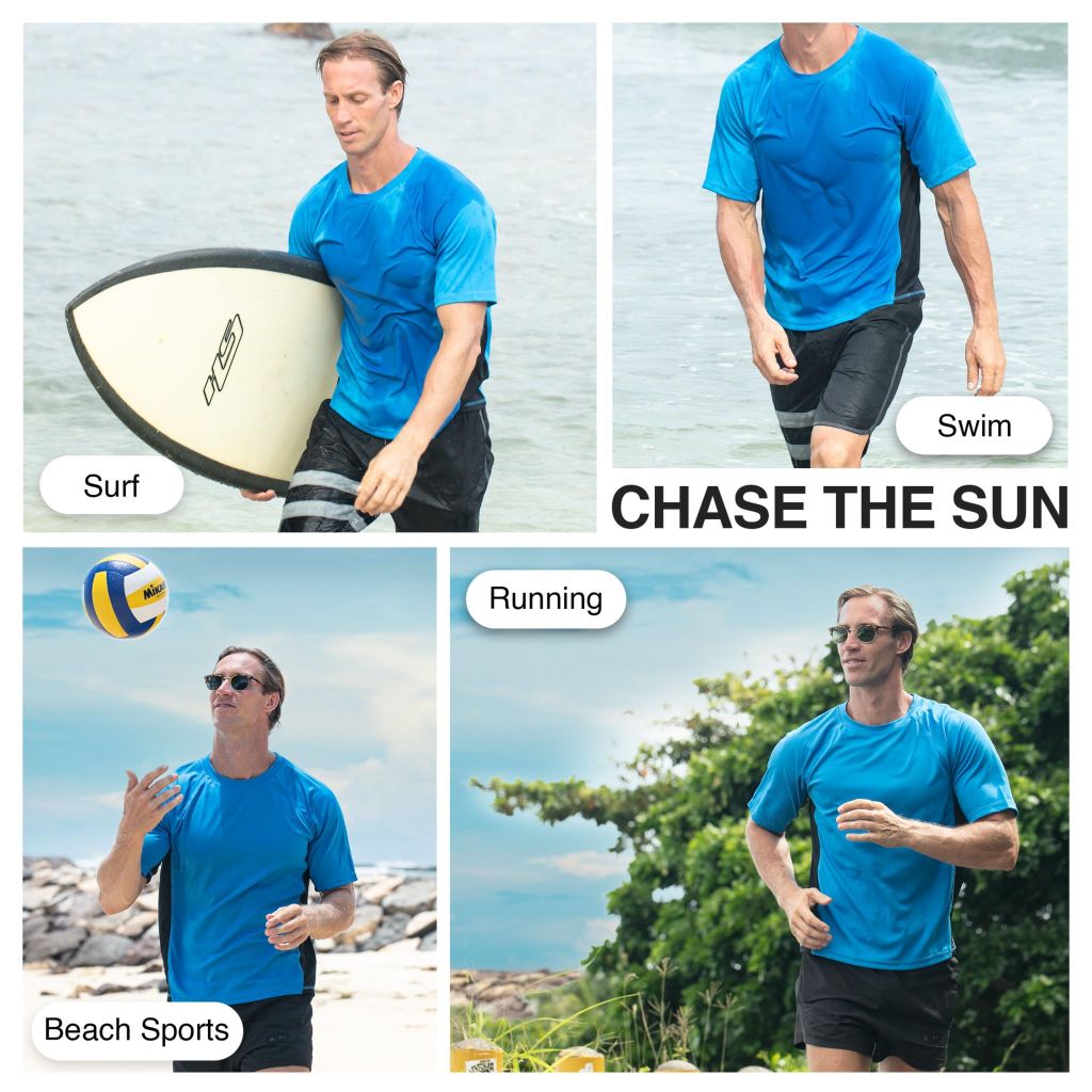 Kanu Surf Men’s Swim Shirt with Short Sleeves – UPF 50+ Rash Guard for Men with Quick-Dry Fabric (X-Small)