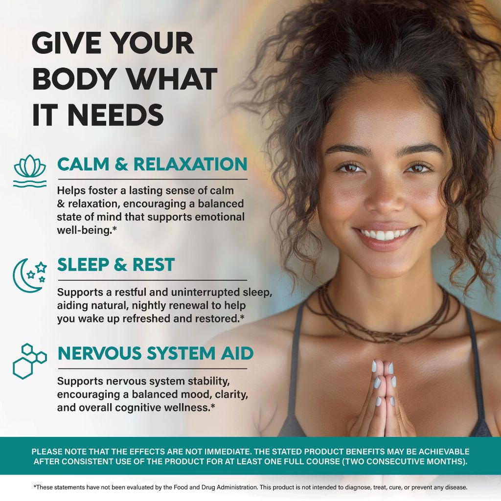 Nutra Harmony GABA L-Theanine 900 mg, Calm, Sleep, Relaxation & Mood Support - 120 Capsules