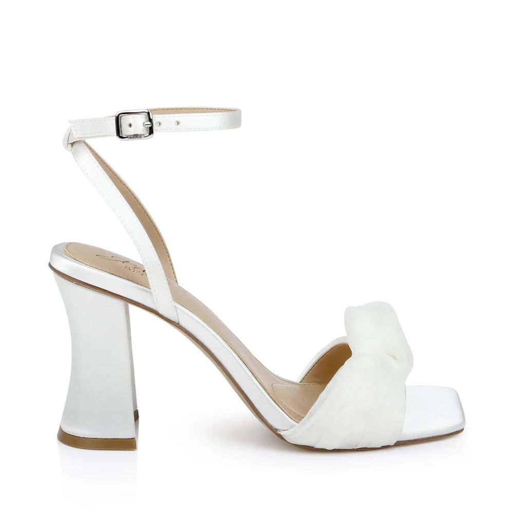 Jewel Badgley Mischka Women's FAYOLA Block Heeled Sandals with Chiffon Knot