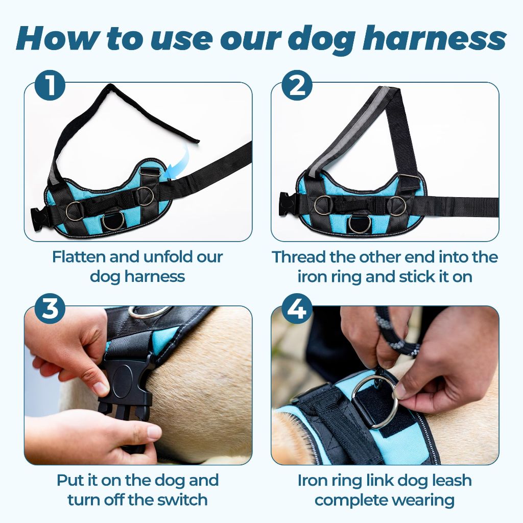 SZ L, Jestrem Adjustable Dog Harness, No-Pull  Service Dog Harness with Handle for Outdoor Walking