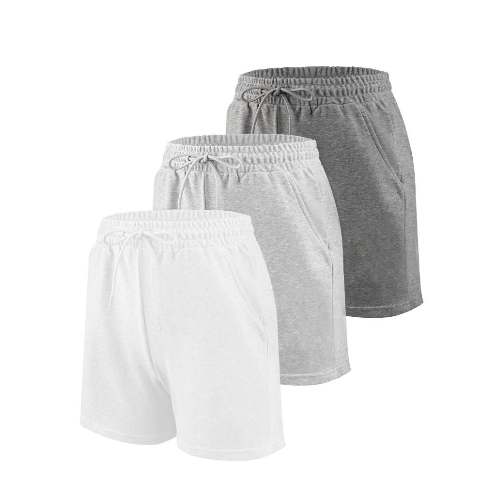 Liloak 4 Pack Women Drawstring Cotton Athletic Running Shorts with Pockets, Medium