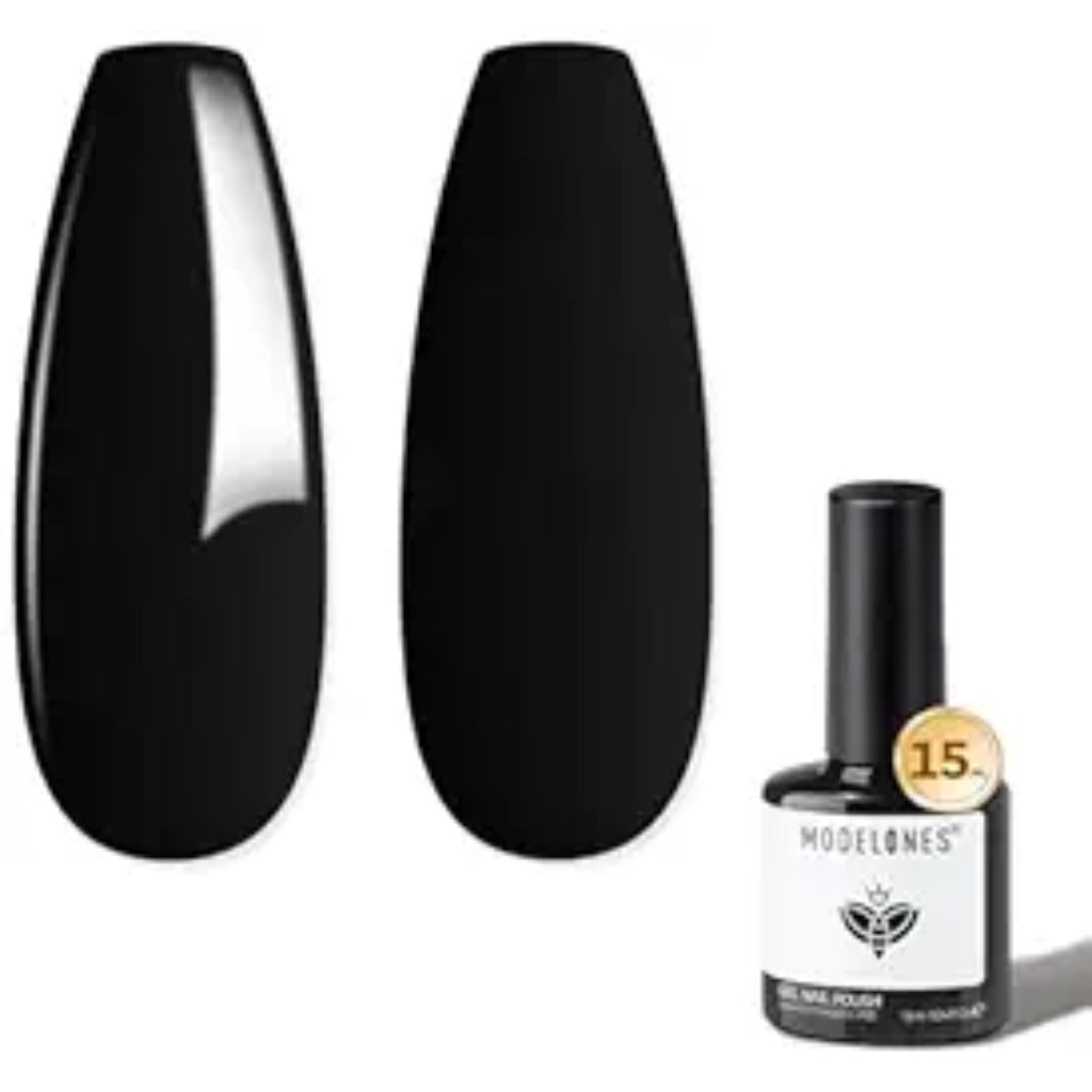 modelones Gel Nail Polish Black Gel Polish Black Nail Polish Soak Off No Peel Thickening Nail Art Manicure for Girl 15 ML