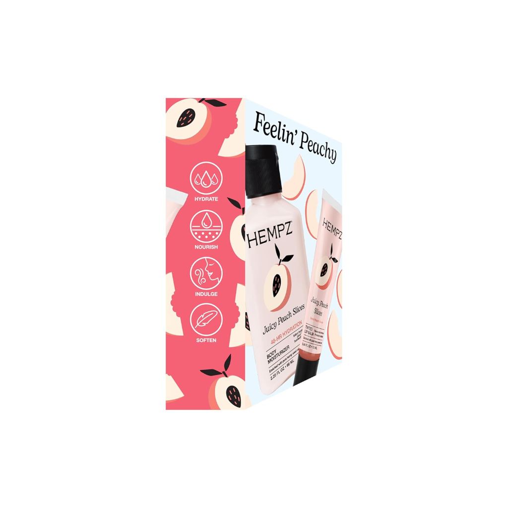 Hempz Mini Peach Body Lotion and Lip Balm Set - Feelin' Peachy, 2 Pieces