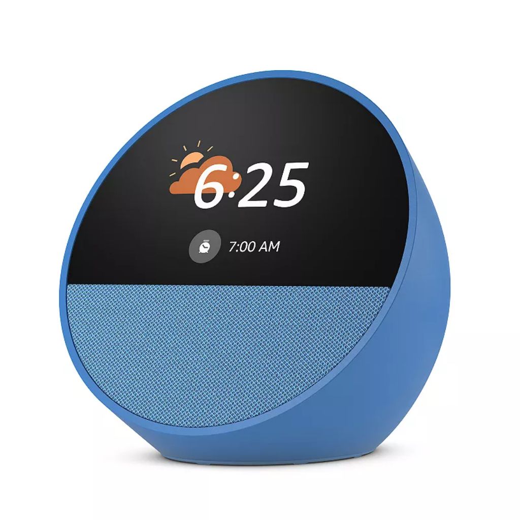 Amazon Echo Spot Smart Alarm Clock with Vibrant Sound and Alexa (2024 Release) - Blue