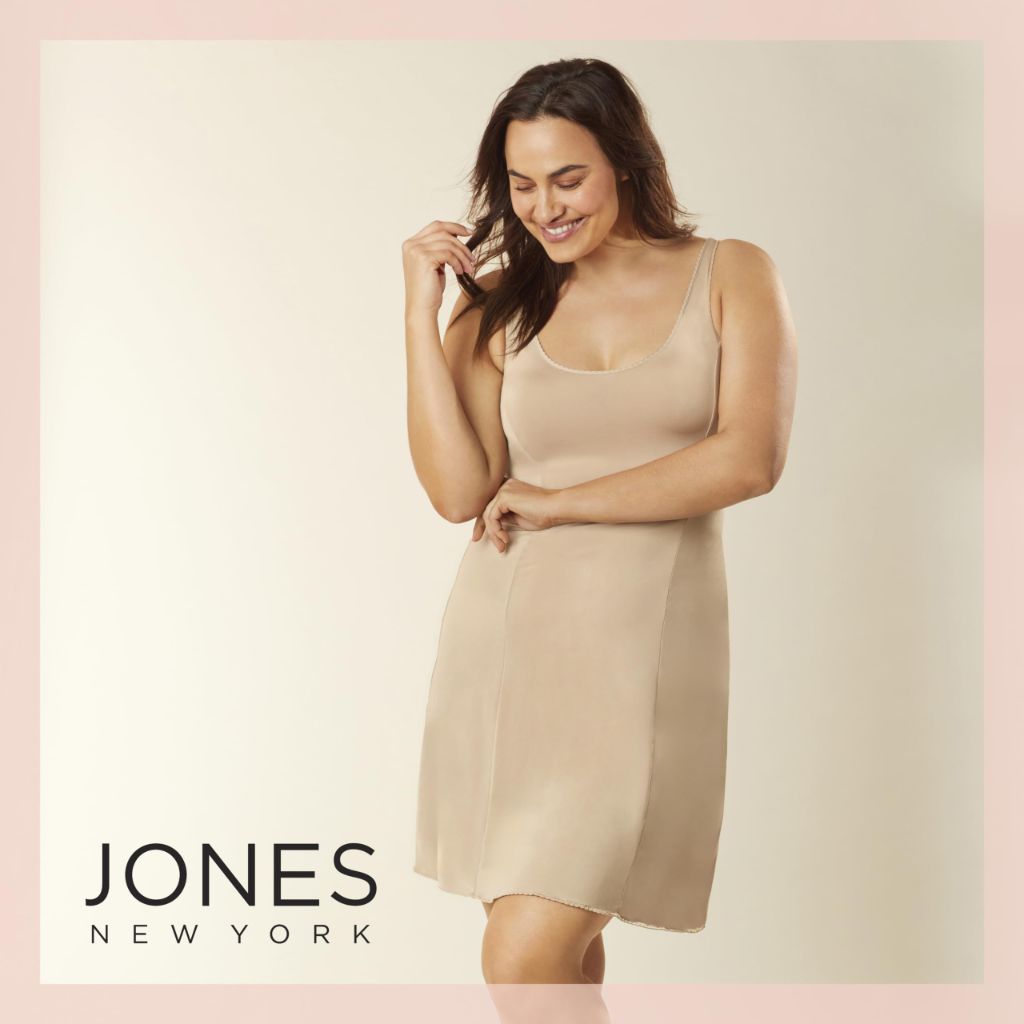 Jones New York Womens Silky Full Slip Dress Above the Knee - 38” - Small - Nude