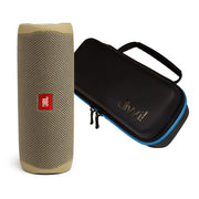 JBL Flip 5 Portable Bluetooth Speaker with Hardshell Case - Speaker (Sand), Case (Black/Red)