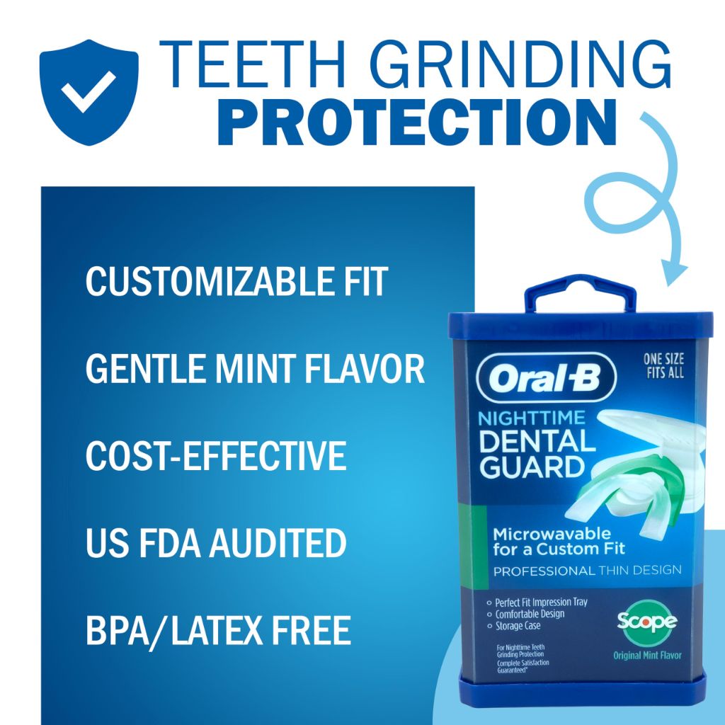 Oral-B Nighttime Dental Guard for Grinding Teeth - Mint Flavor (2 Pack)