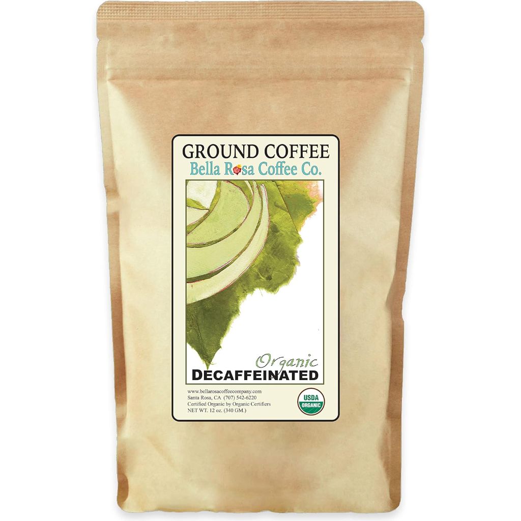 Bella Rosa Coffee Co. Organic Decaf Ground Coffee, Dark Roast - 12oz Bag
