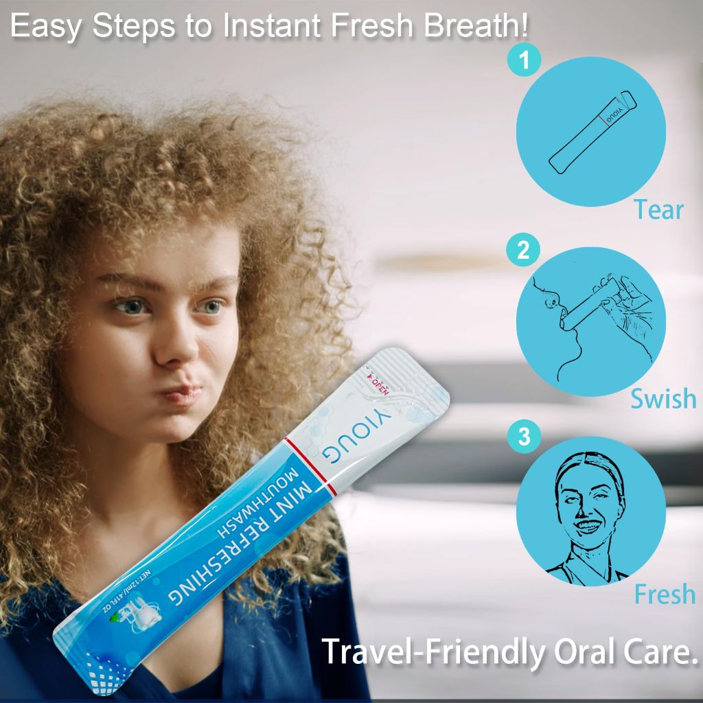 YIOUG Portable Travel Mouthwash Packets | 20 Ct | Mint Flavor