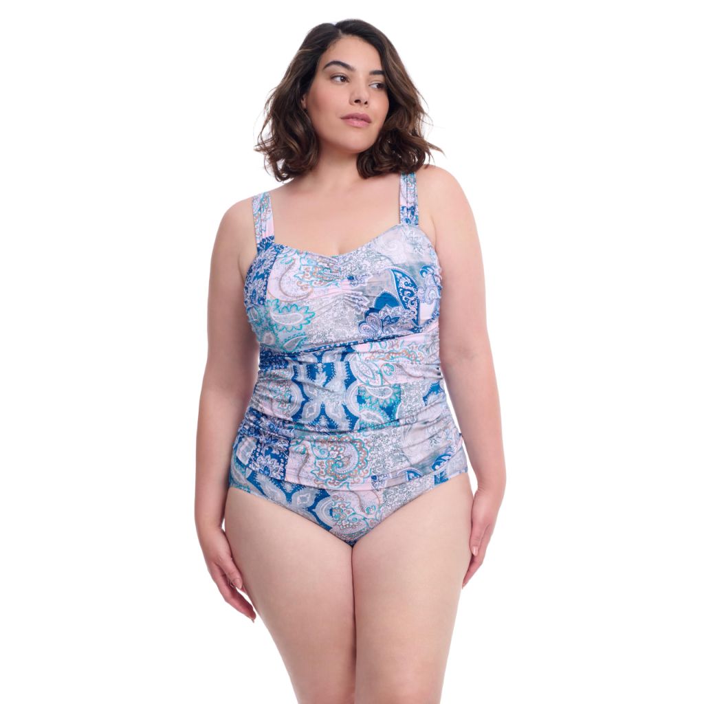 The title is valid as it contains the brand (Profile by Gottex), product type (Karma D Cup Ruched Tankini), size (16W), and color/pattern (Blue Multi). It is descriptive and meaningful for an e-commerce product.