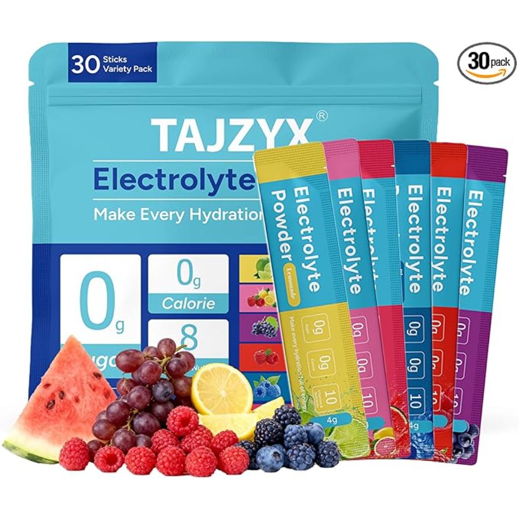 Hydration Packets Sugar Free, 0 Calorie Electrolytes Powder Packets 6 Flavors, 8 Electrolytes & Minerals Variety Pack, 30 Stickpacks for Sports, Travel, Workouts & Daily Hydration