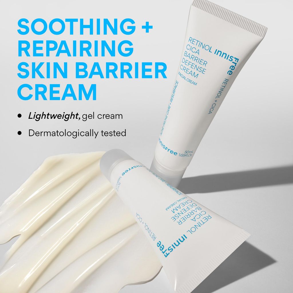 Innisfree Retinol Cica Barrier Cream, Korean Moisturizer with Madecassoside