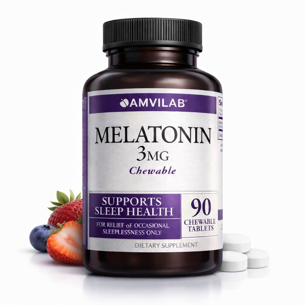 AMVILAB Melatonin 3mg Fast Dissolve Tablets Berry Flavor – 90 Count