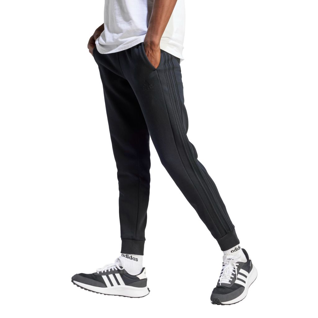 adidas Men's Essentials Fleece 3-Stripes Tapered Cuffed Pants - Semi Lucid Blue, Size Large Tall +3"