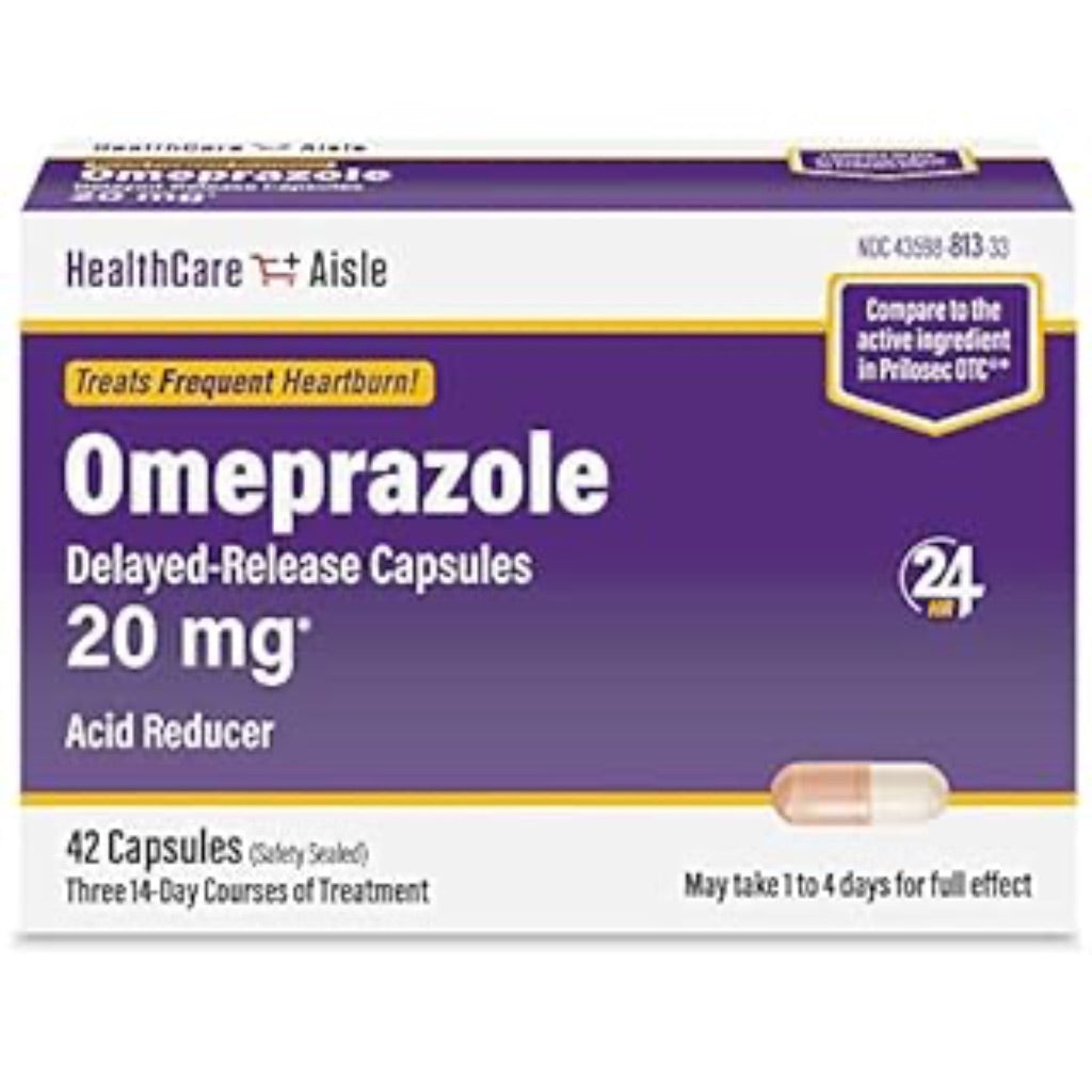 HealthCareAisle Omeprazole Delayed-Release Capsules, 20mg - 42 Count