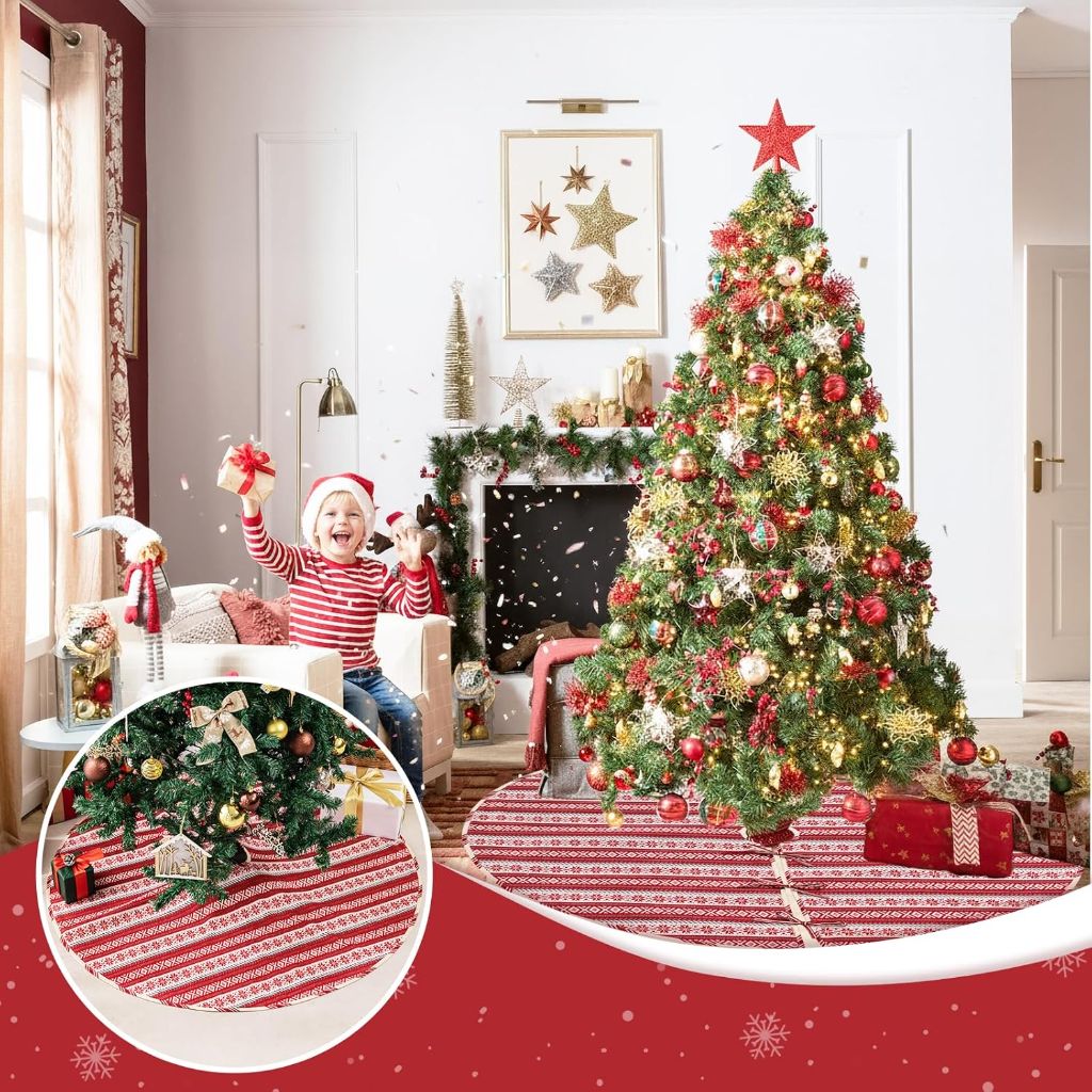 Knitted Snowflake Christmas Tree Skirt (36")