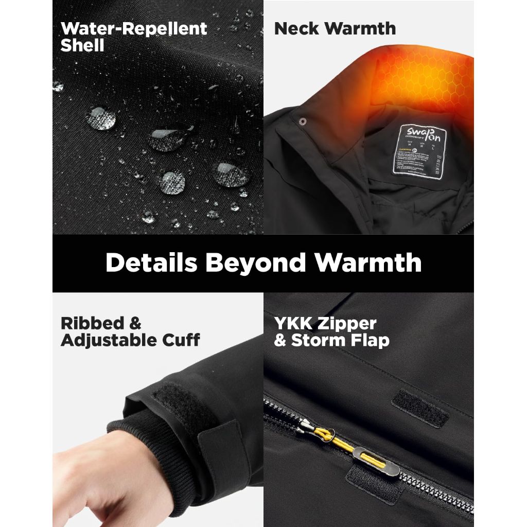 SZ L, InoKraft Heated Jacket for Men with Rechargable Battery Pack Included (USB-C Charging Cable Included)