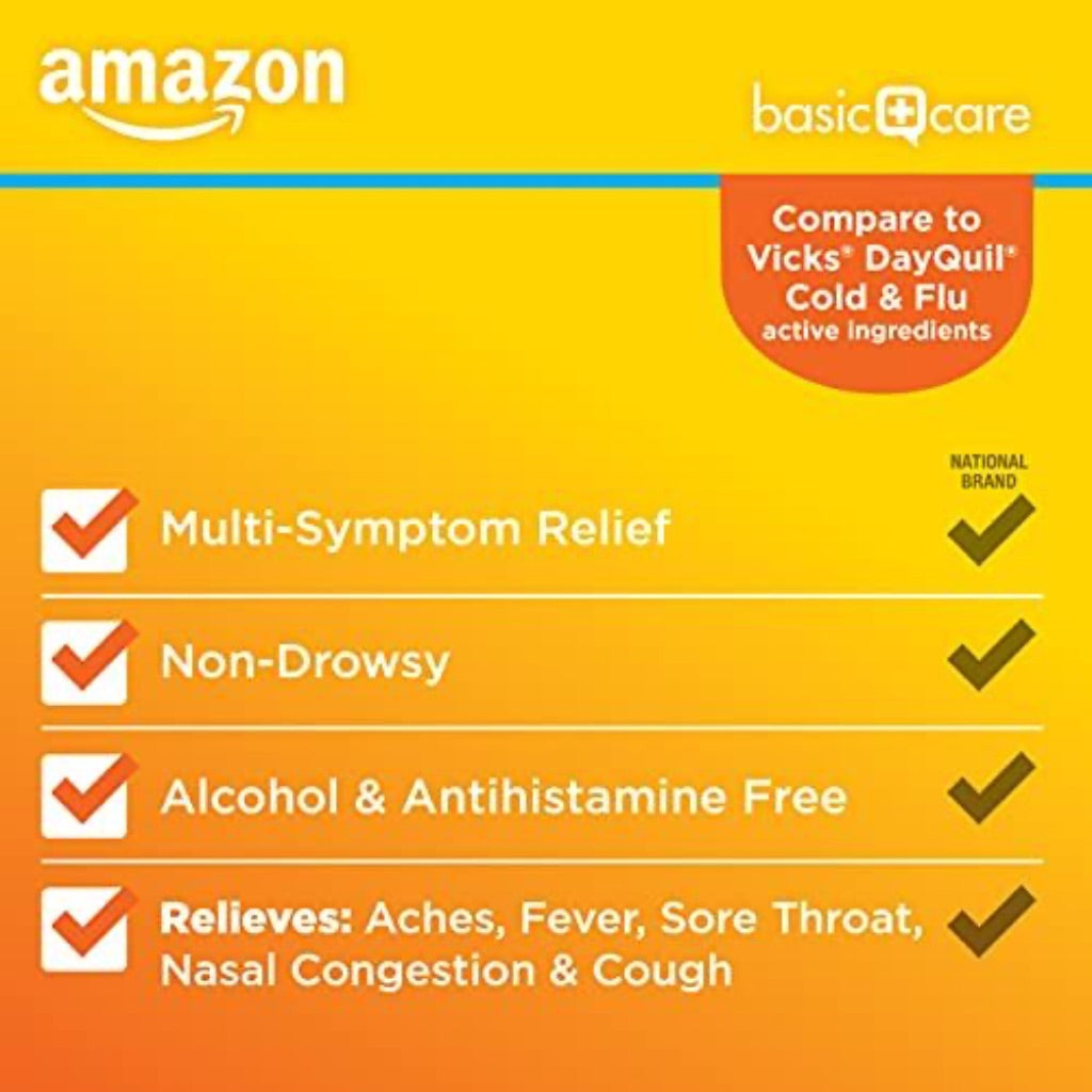 Amazon Basic Care Daytime Cold & Flu Liquid - Orange, 12 fl. oz.