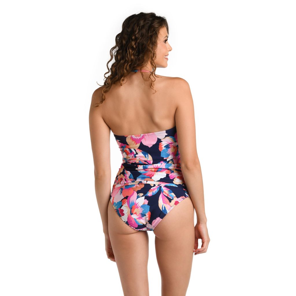 La Blanca Women's Mid Waist Sash Band Swimsuit Bottom, Indigo//Denim Bouquet,  (Size 14)