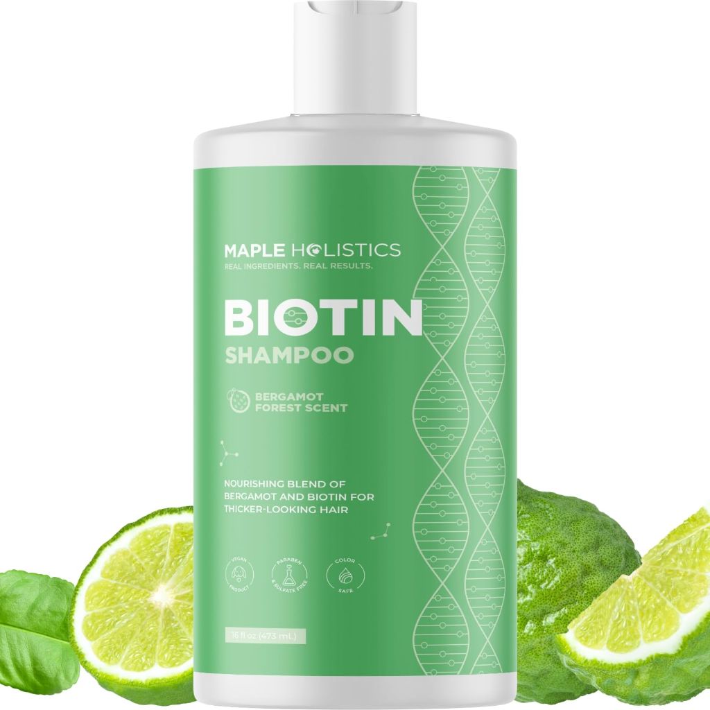 Woodsy Biotin Shampoo for Thinning Hair - Rosemary Bergamot Spruce & Tea Tree Oils - (16 Fl Oz)