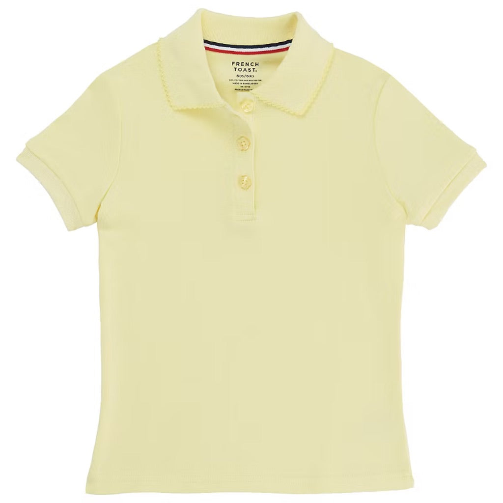 French Toast Girls School Uniform Short Sleeve Picot Collar Interlock Polo Shirt  Size XXL (18/20)