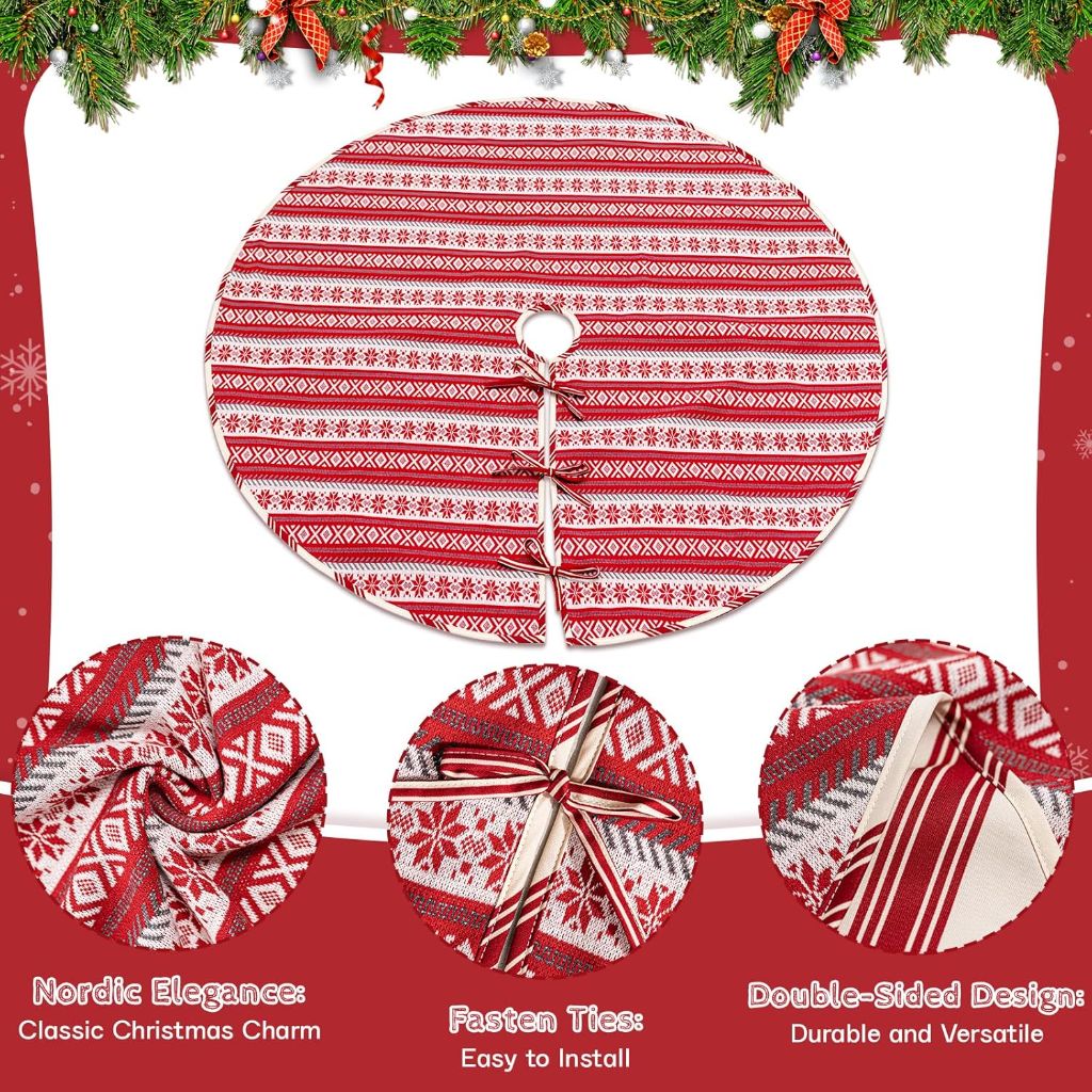 Knitted Snowflake Christmas Tree Skirt (36")