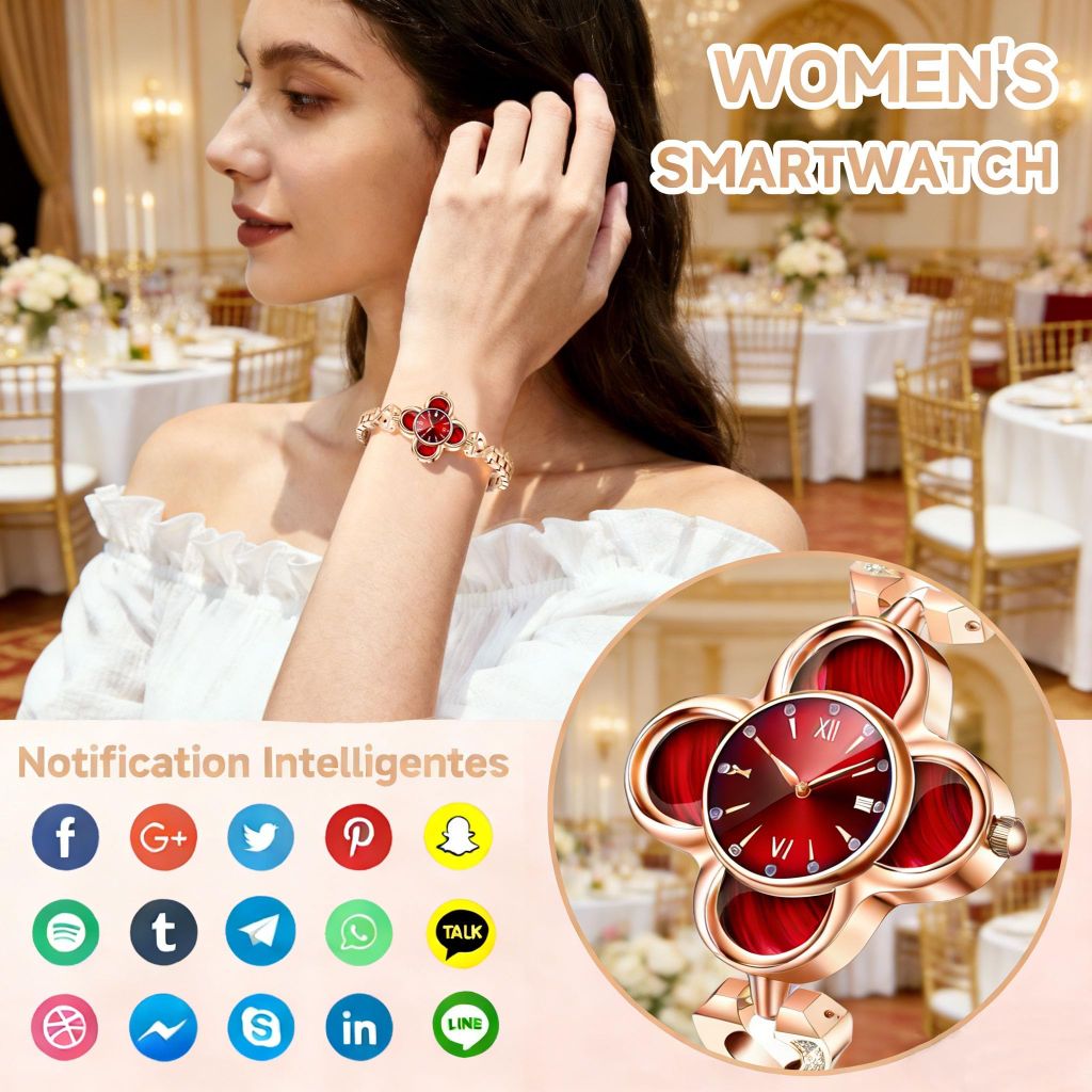 GLPYR Gold Watches for Women, Smart Watch with Free APP