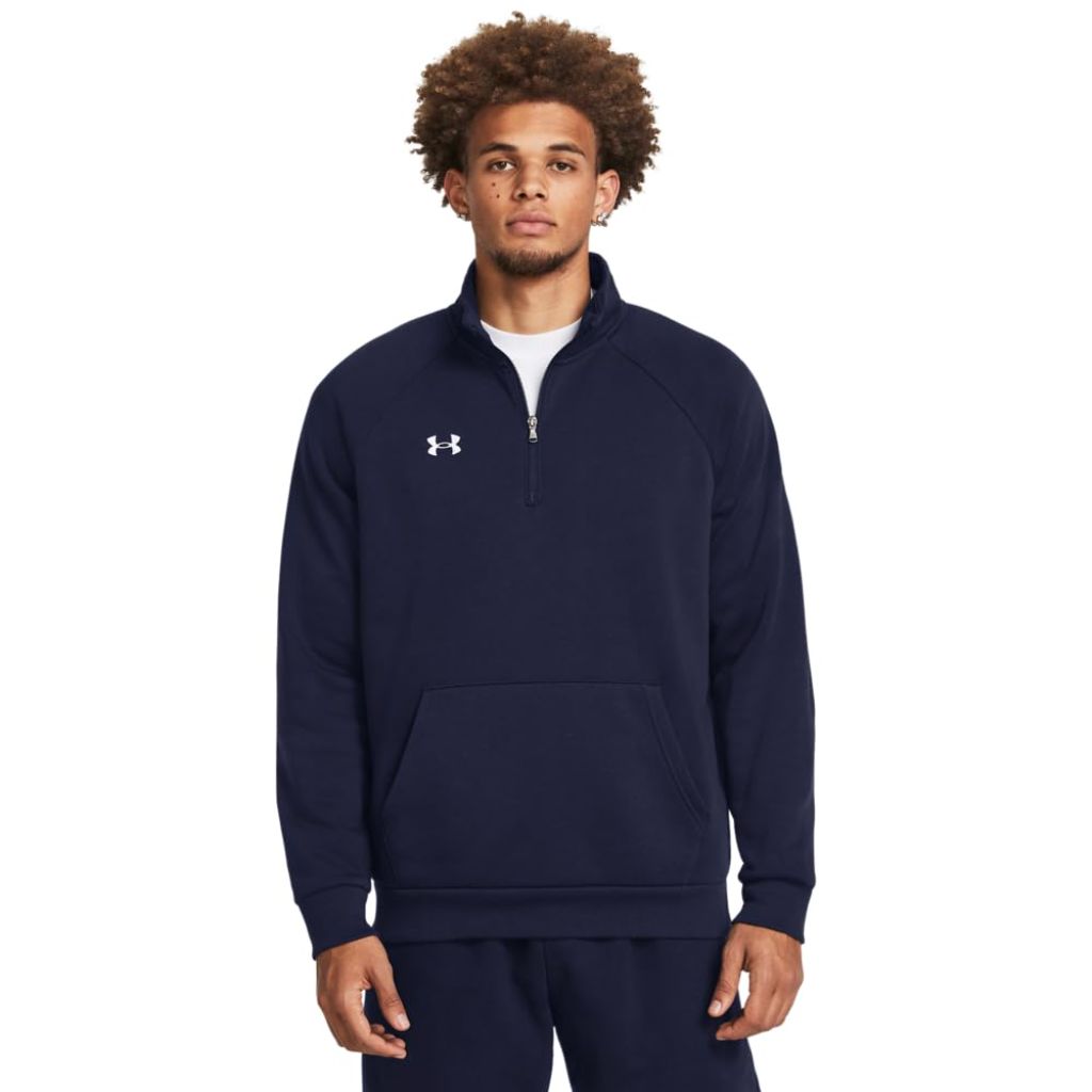 Under Armour Men's Rival Fleece Quarter Zip, (410) Midnight Navy / / White, Small