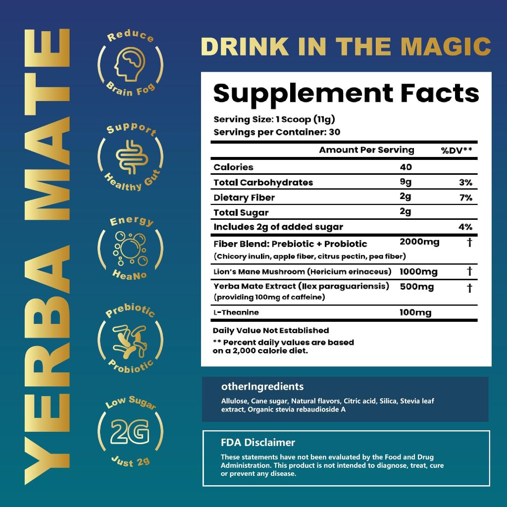 Yerba Mate Peach Mango Tea - Super Calm Yerba Mate - Low Sugar Content, Clean Energy with No Crash