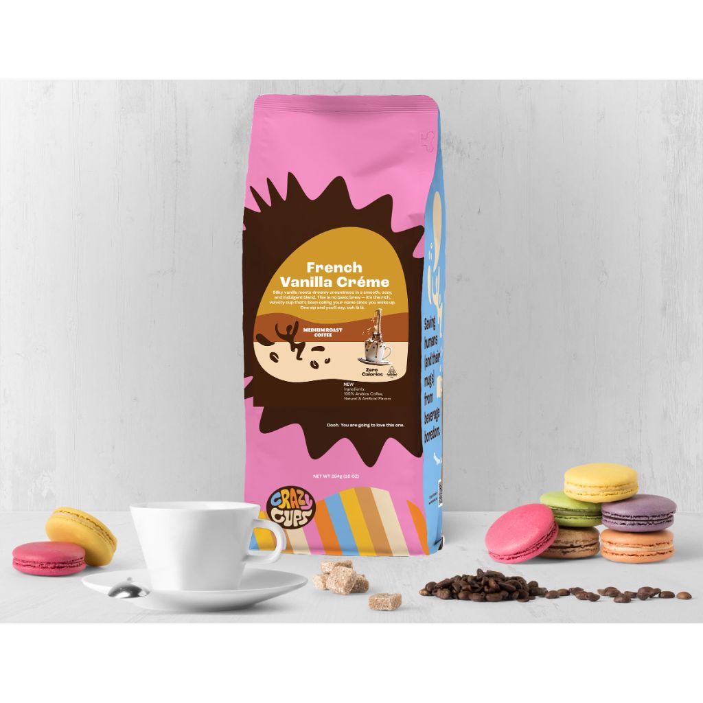 Crazy Cups Flavored Ground Coffee, French Vanilla Creme, 10 oz Bag