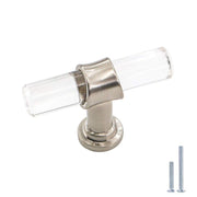 Peaha 10 Pack Brushed Nickel Cabinet Knobs T Shape Acrylic Drawer Knob Silver Decorative Hardware for Dresser Cupboards