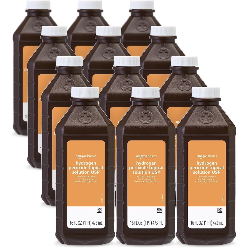 Amazon Basics - Hydrogen Peroxide Topical Solution USP, 16 fl oz (Pack of 12)