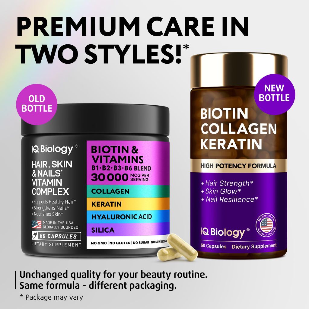 Biotin for Hair Growth Women & Men with Keratin, Collagen Complex 30000 mcg - 60 Pills