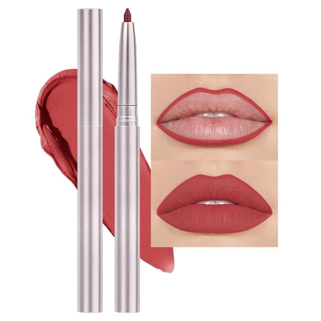Evpct Silky Lip Liner Pencil Retractable, Red Brown Smooth Lip Liner Creamy Velvet Lipliner
