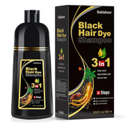 Bablabear Black Hair Dye Shampoo for Gray Hair, Grey Coverage | 500ml