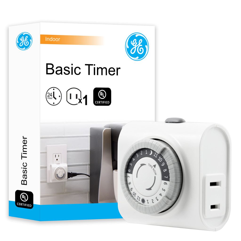 GE 24-Hour Indoor Plug-in Mechanical Outlet Timer, 1 Polarized Outlet