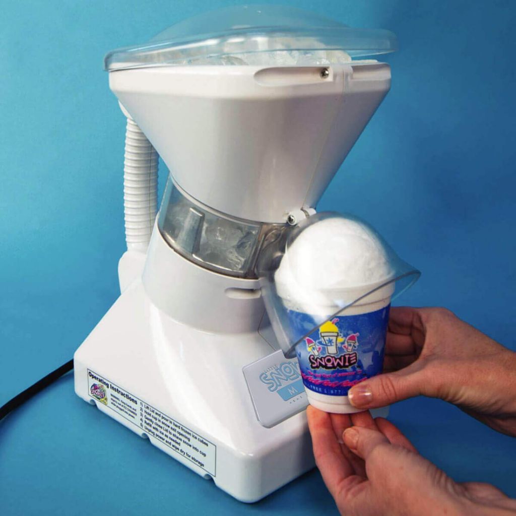 SNOWIE Little Snowie Max Snow Cone Machine w/Powder Sticks & Syrup Mix - White