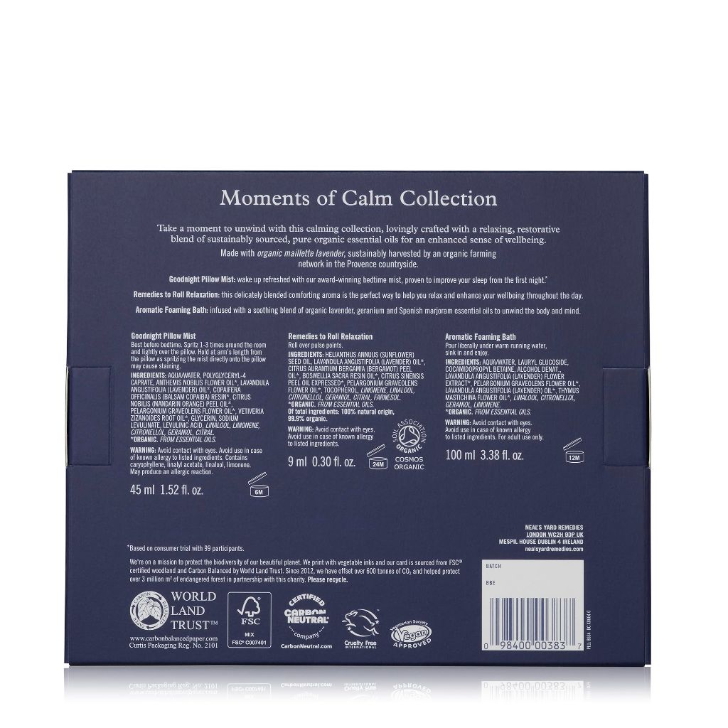 Neal's Yard Remedies Moments of Calm Collection, Vegan & Cruelty-Free, Pack of 3