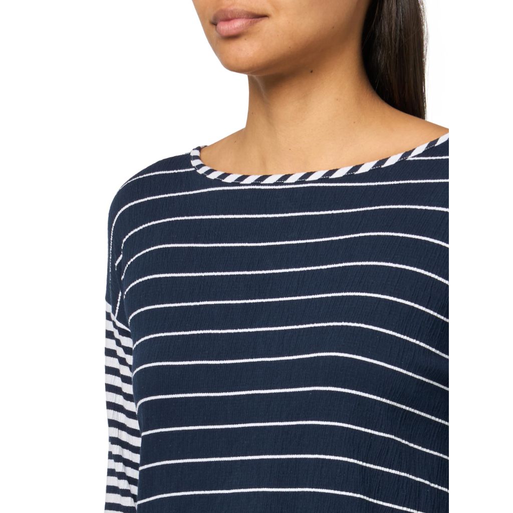 MULTIPLES Women's Three Quarters Sleeves Scoop Neck Laced Tie Back Hi-Low Top
