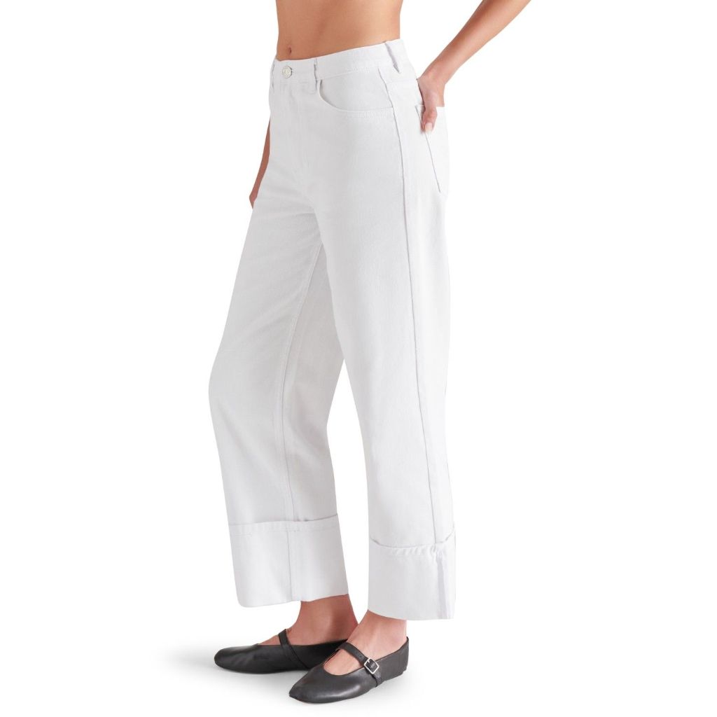 Steve Madden Women's Noeli Wide-Leg Cuffed Jeans - White, Size 24