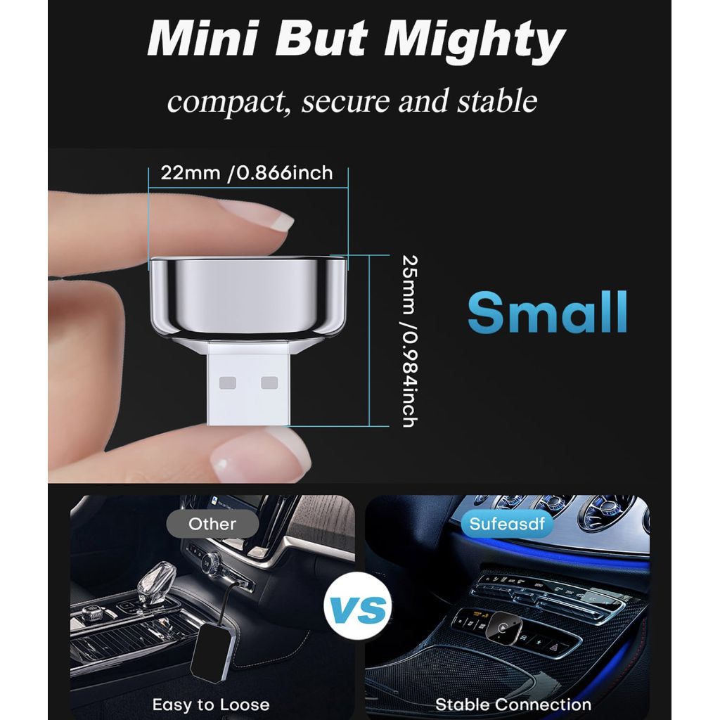 2026 Upgraded Wireless CarPlay Adapter& Android Auto Adapter,  (Black)