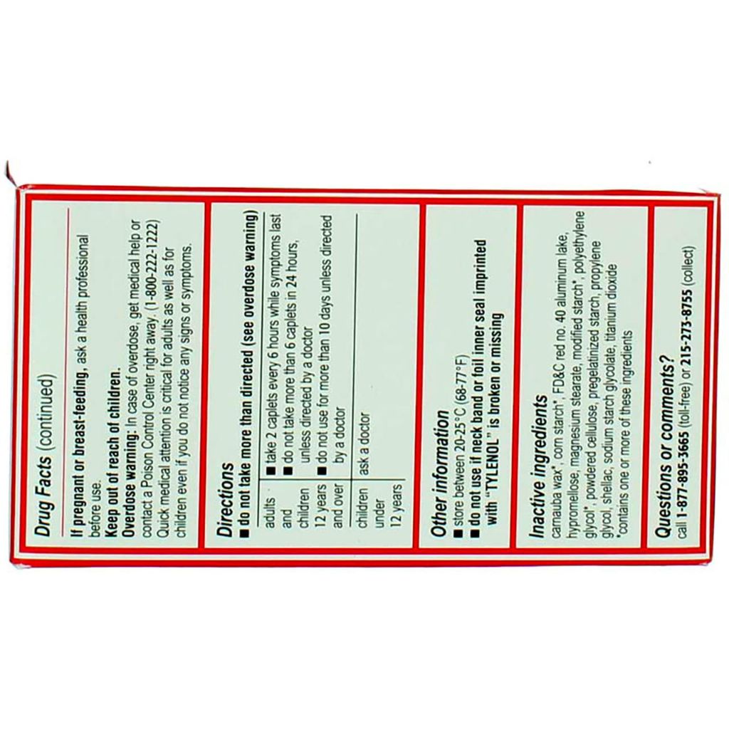 TYLENOL Extra Strength Pain Reliever & Fever Reducer, 500mg - 100  Caplets
