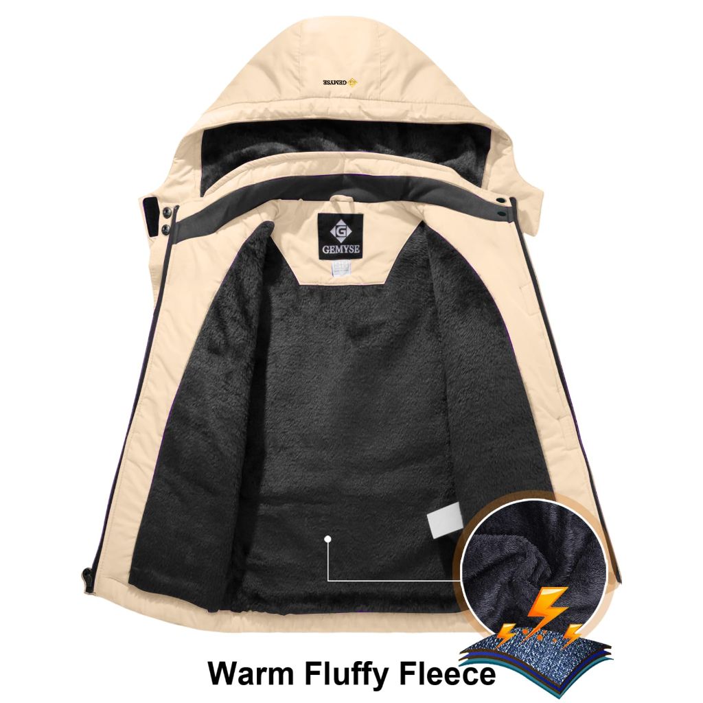 GEMYSE Girl's Fleece Lined Winter Jacket (Beige,8)