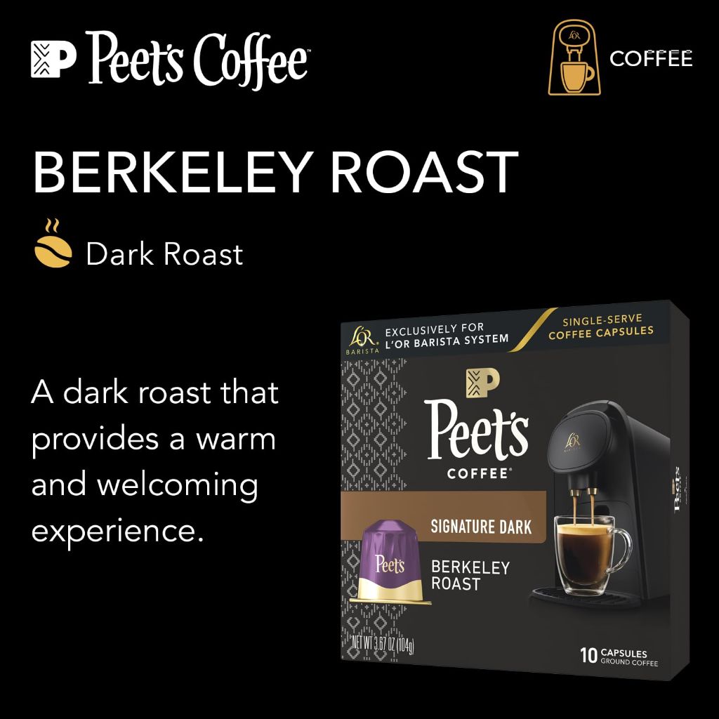 L'OR Barista Coffee Pods, 10 Count Peet's Berkeley  (Pack of 1)