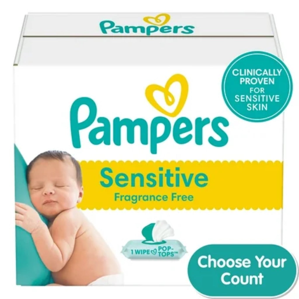 Pampers Sensitive Fragrance Free Baby Wipes - 504 Wipes (6 Packs of 84 Wipes)