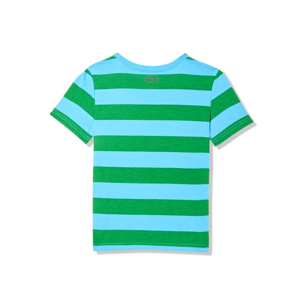 Under Armour Boys' Short Sleeve Core Graphic T-Shirt, Lightweight & Breathable, Relaxed Fit, Ether Blue Stripe, 4
