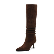 TEAIEUI Knee High Boots Women, Brown - size 8