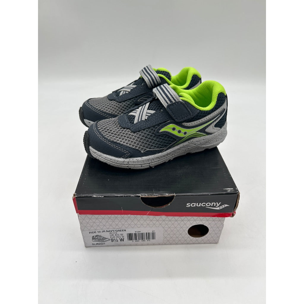 Saucony Kids Ride 10 Jr Sneakers, Navy/Green - Size 9.5 Wide (Toddler)