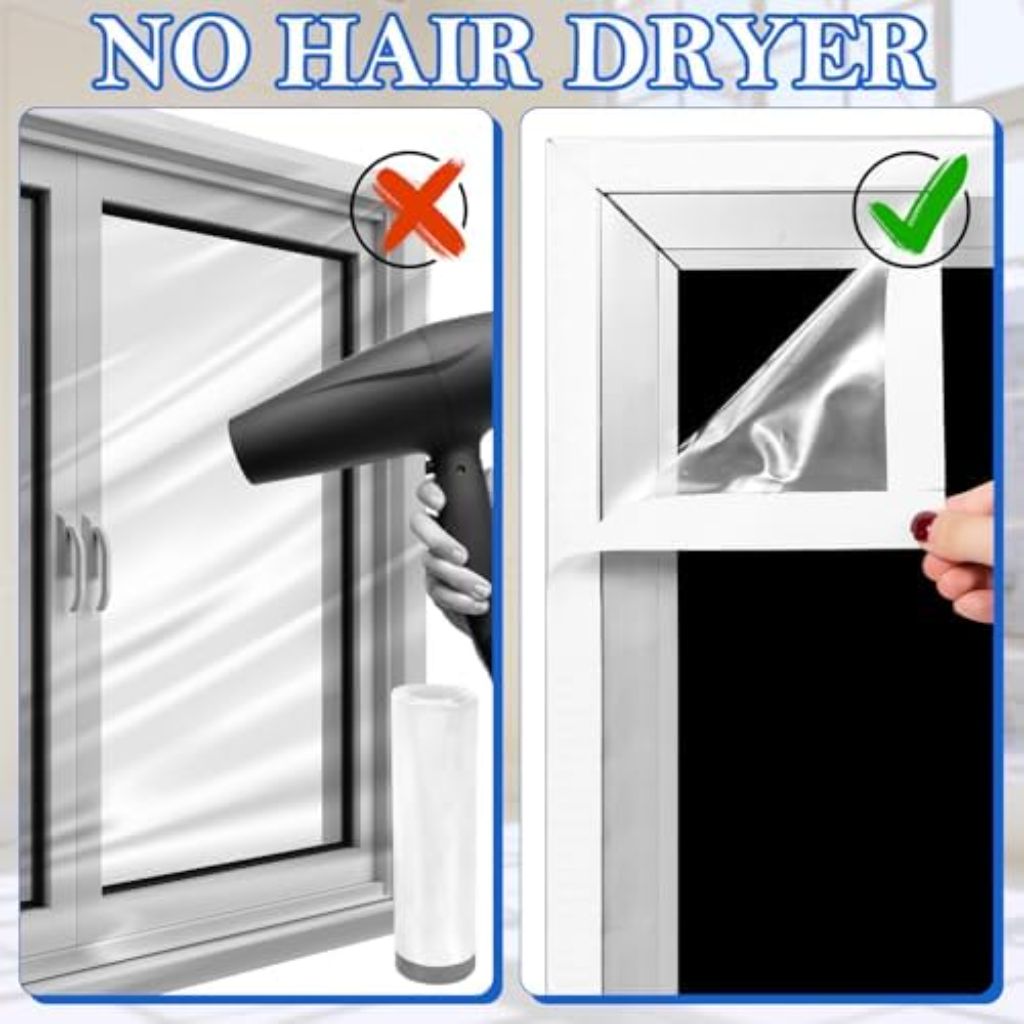 63×63inches Window Insulation for Winter,Plastic Window Cover for Winter,Thermal Window Insulation Kit for Winterizing,Thick Transparent Window Seal Film for Winter Window Covering