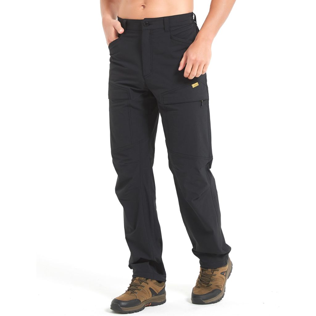HARD LAND Men's Hiking Tactical Pants Elastic Waist for Fishing, Light Khaki, 40W